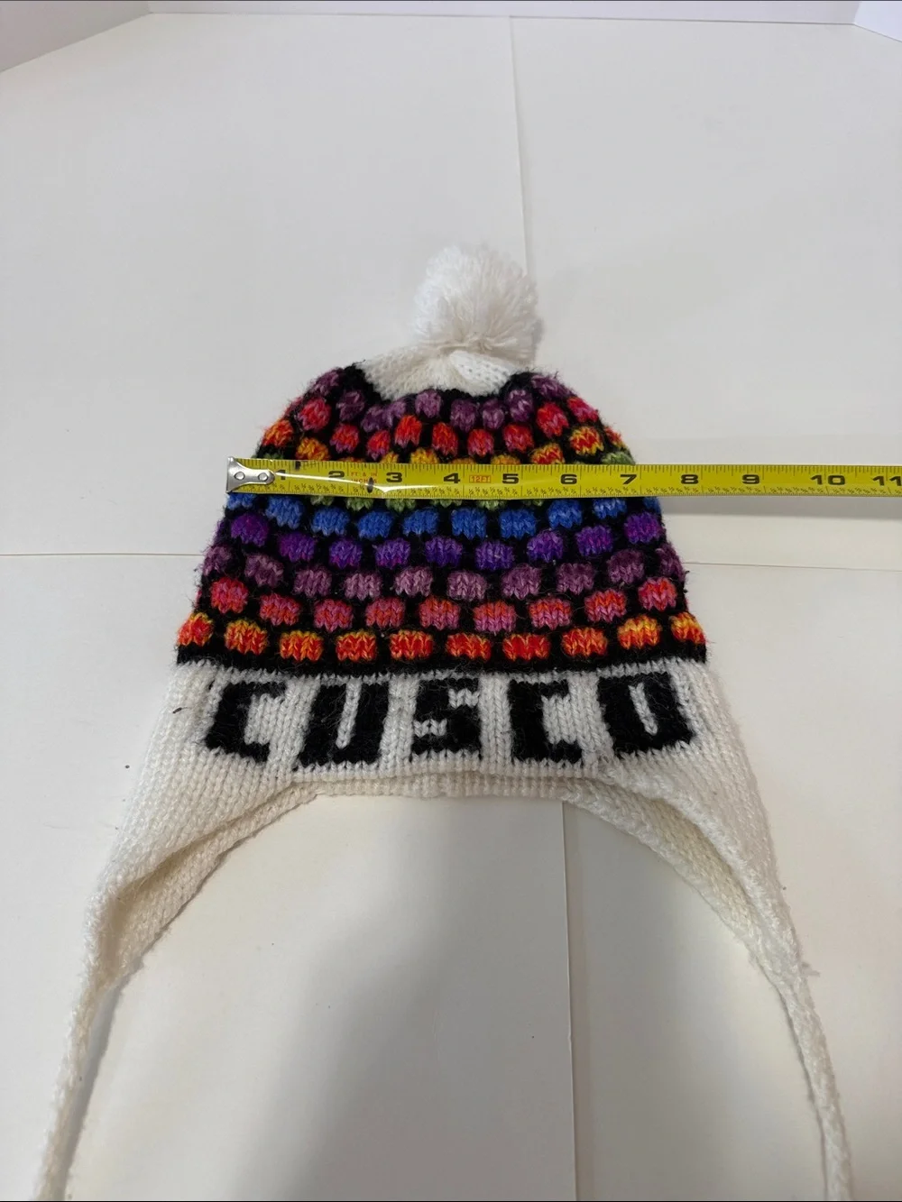 CUSCO Colorful Knit Earflap Beanie with Pom Poms